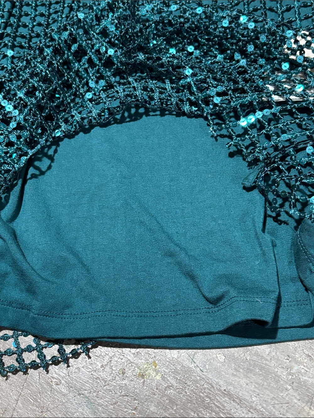 NWT Anthropologie Pilcro Sequin Shine Mesh Top - Teal / Turquoise - Size [S] - Picture 6 of 11